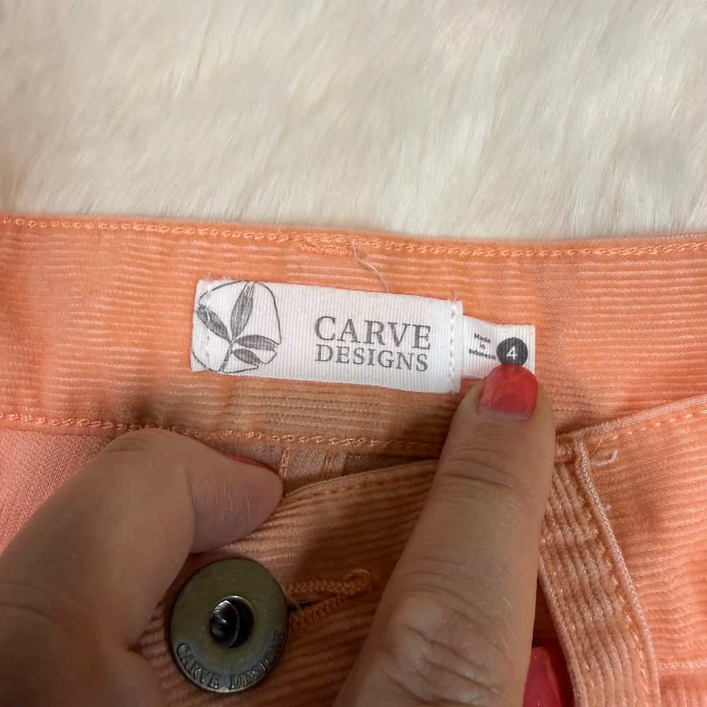 Carve Designs Dog Town Corduroy Shorts Womens 4 Peach Frayed Hem Raw Edge View 2